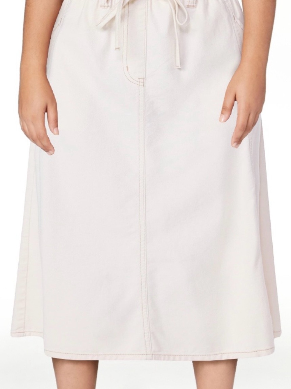 Time and Tru Cream A-Line Drawstring Skirt - Picture 2 of 6